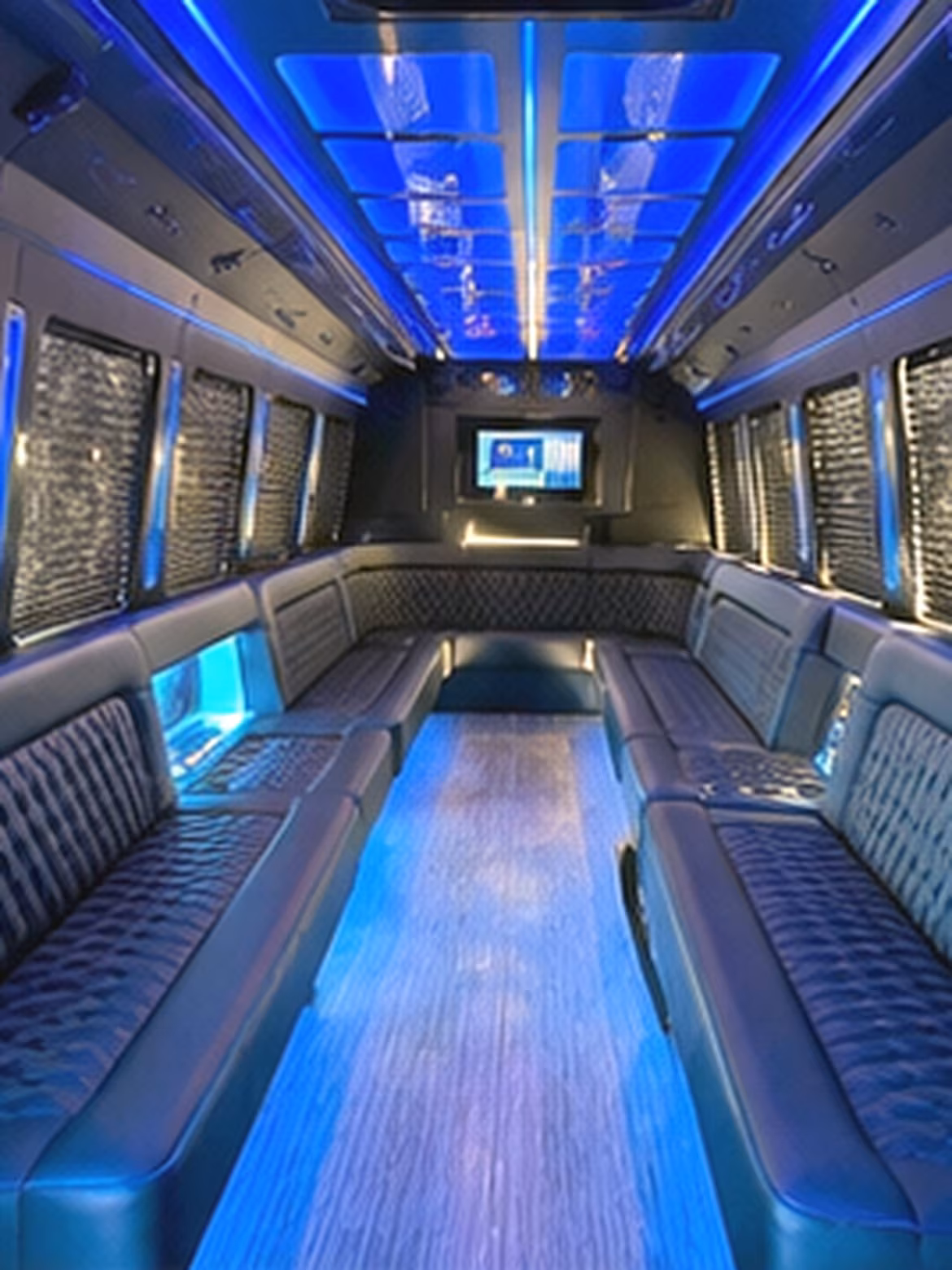 White party bus exterior