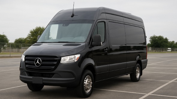 Exterior of Aurora Party Bus Company's 14 Passenger Sprinter Limousine in Aurora