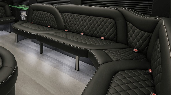 Interior of Aurora Party Bus Company's 18 Passenger Party Bus in Aurora