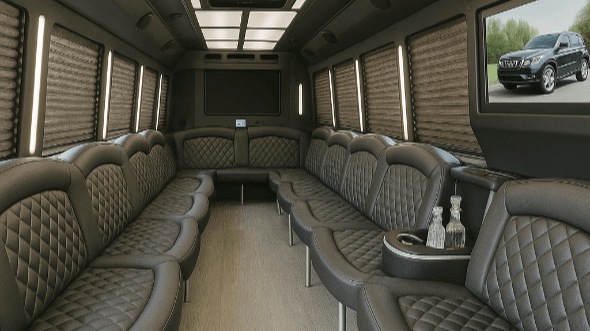 Interior of Aurora Party Bus Company's 20 Passenger Party Bus in Aurora