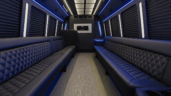 Interior of Charter Bus Company Thornton's 25 Passenger Party Bus in Thornton