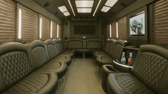 Interior of Charter Bus Company Arvada's 28 Passenger Party Bus in Arvada