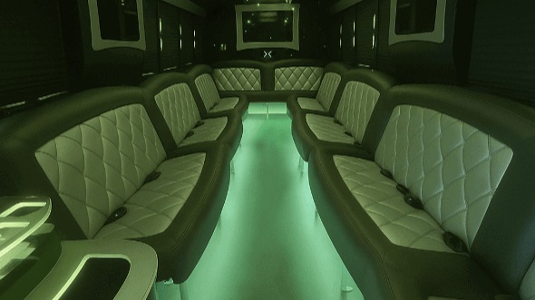 Interior of Charter Bus Company Thornton's 30 Passenger Party Bus in Thornton