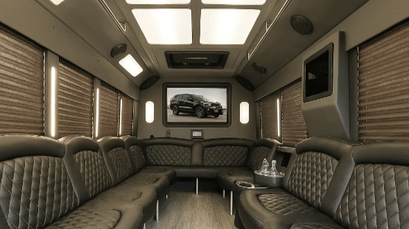 Interior of Charter Bus Company Westminster's 40 Passenger Party Bus in Westminster