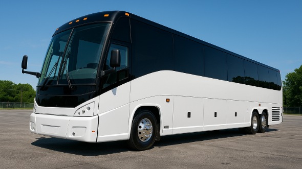 Exterior of Charter Bus Company Aurora's 44 Passenger Charter Bus in Aurora