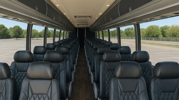 Interior of Charter Bus Company Aurora's 44 Passenger Charter Bus in Aurora