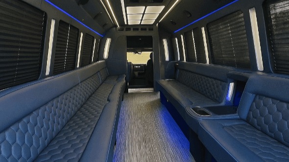 Interior of Aurora Party Bus Company's 50 Passenger Party Bus in Aurora