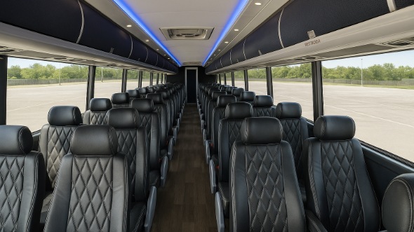 Interior of Charter Bus Company Aurora's 55 Passenger Charter Bus in Aurora