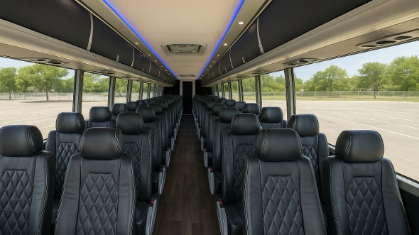 Interior of Charter Bus Company Aurora's ADA Charter Bus in Aurora