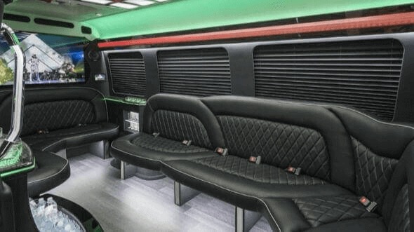 aurora 15 passenger party bus inside